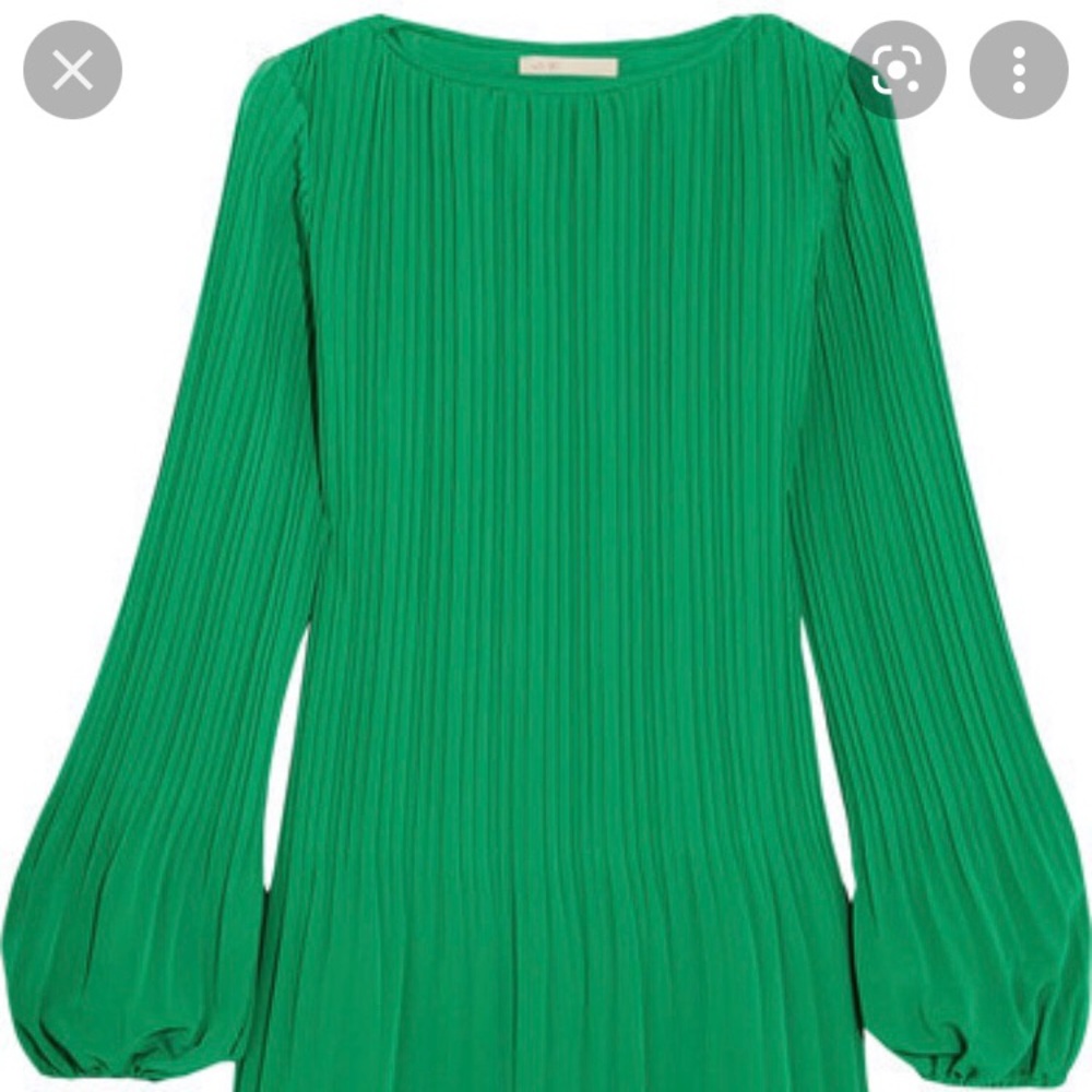 Pleated Crepe Mini Dress Forest Green